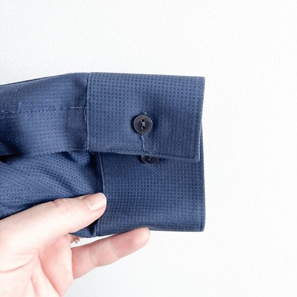 Calvin Klein Mens Dress Shirt Slim Fit Button Down Long Sleeve Blue Size 15 - Picture 3 of 9